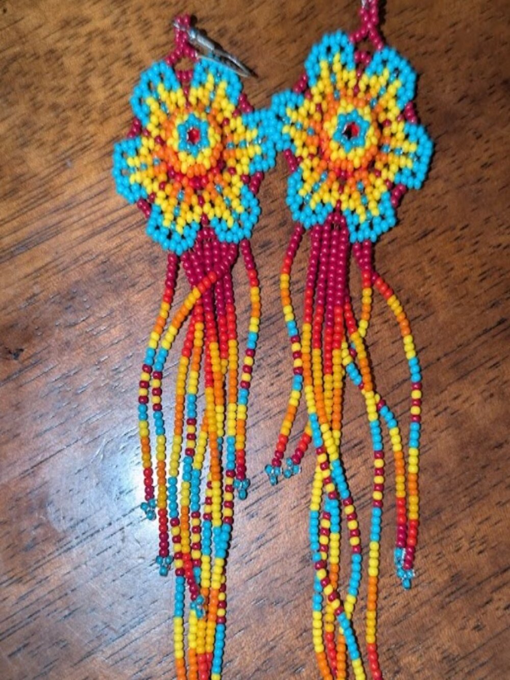 Handmade Native Huichol Style Beaded Earrings